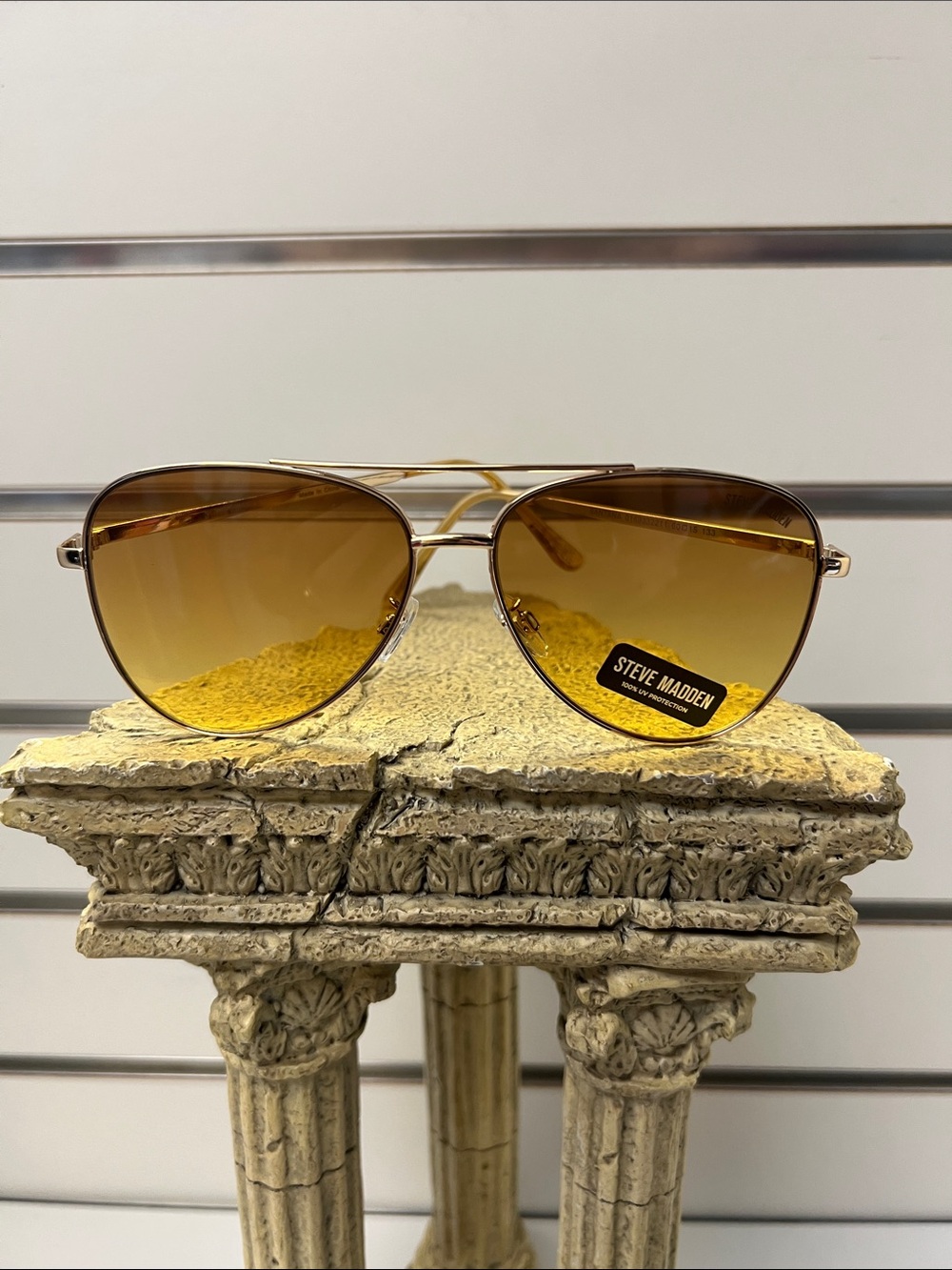 Steve Madden Gold Aviator Sunglasses with Amber Lenses